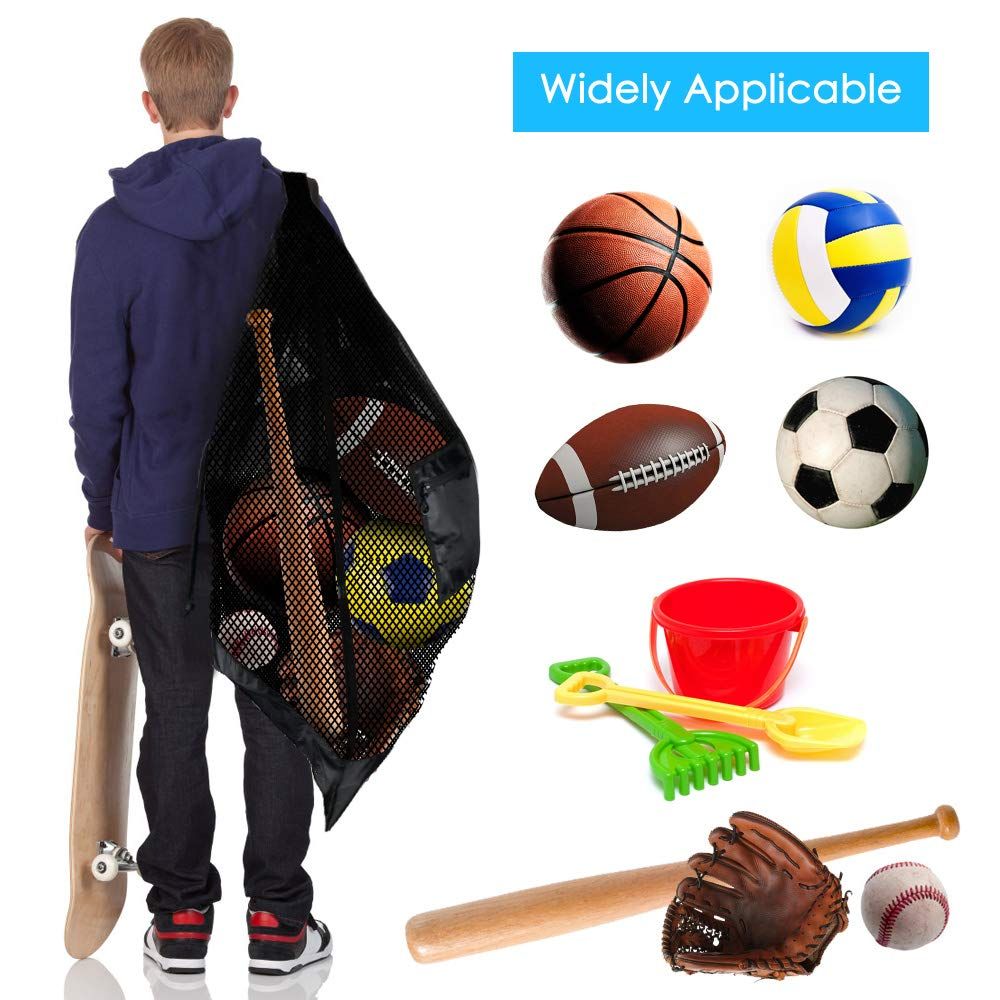 Extra Large Heavy Duty Mesh Bag. Best for Soccer Ball, Water Sports, Beach Cloth, Swimming Gears. Adjustable Shoulder Strap. Secure Side Pocket（30” x 40”） - Image 4
