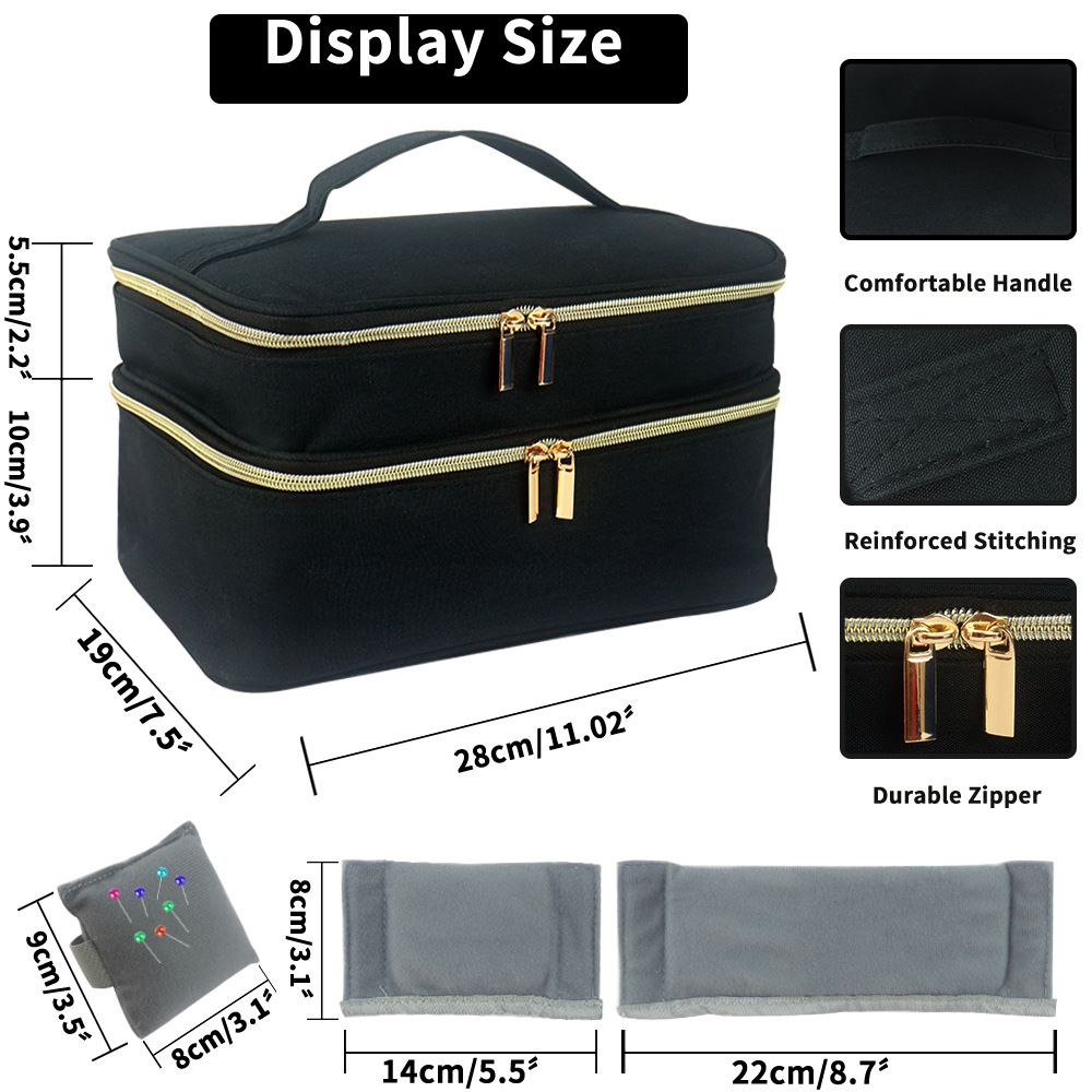 Double-Layer Sewing Bag Accessories Organizer, Large Sewing Supplies Storage for Tools Kit, Thread, Needles, Pins, Buttons - Bag Only - Image 3