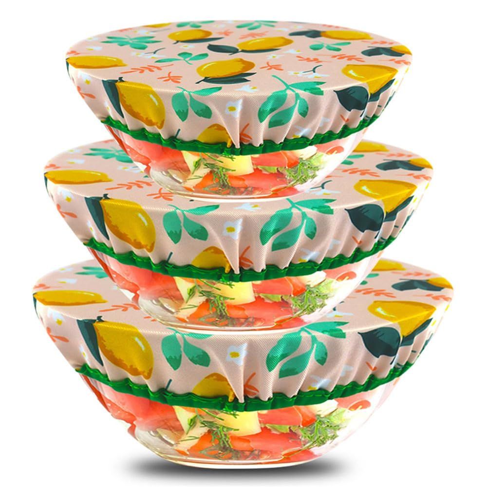 Reusable Cloth Bowl Cover Collection Machine Washable, with Elastic Stretch for Food Storage, 10.62