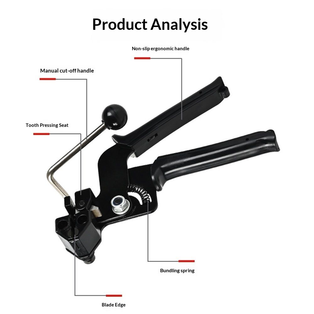 Zip Tie Tool, Heavy Duty Zip Tie Cutter, Fasten and Cut Stainless Steel Cable Ties, for Outdoor Chain Link Fence Ties, Exhaust Pipe and Cables, Black One-handed operation - Image 3
