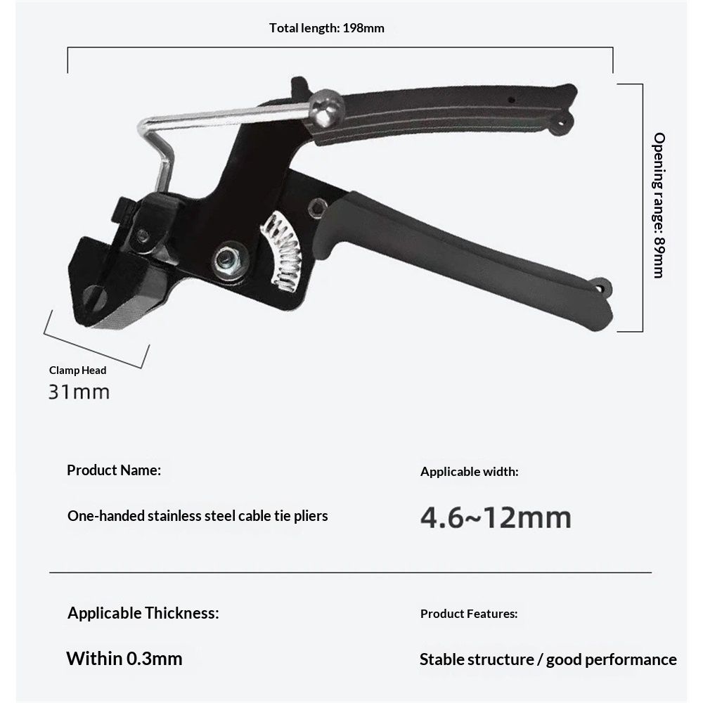 Zip Tie Tool, Heavy Duty Zip Tie Cutter, Fasten and Cut Stainless Steel Cable Ties, for Outdoor Chain Link Fence Ties, Exhaust Pipe and Cables, Black One-handed operation - Image 5