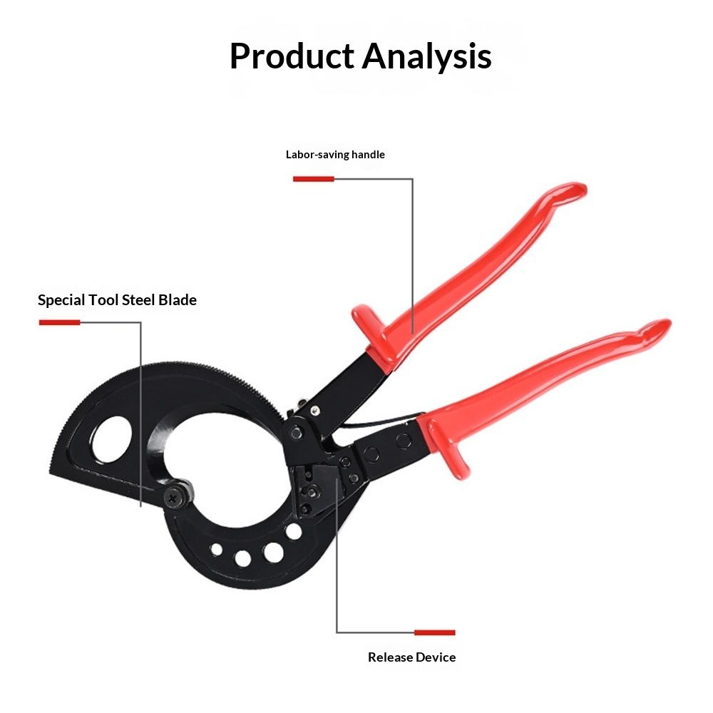 Cable Cutter and Ratchet Wire Cutter - Cuts Through Aluminum and Multi-Core Cables up to 240mm² with Precision and Ease, Ideal for Electrical Installations - Image 4