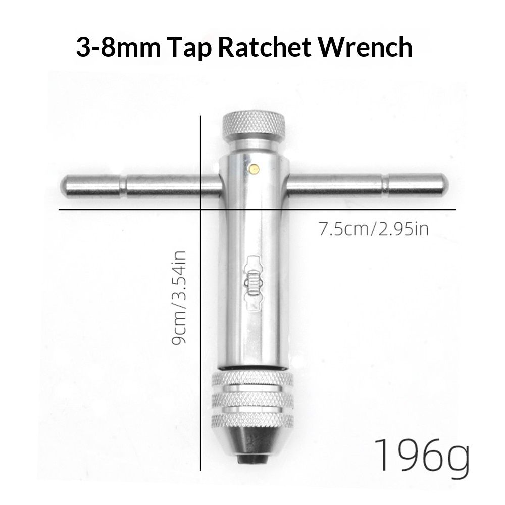 Adjustable Ratchet Tap Wrench T-Handle, M3-M8 Capacity, Tap Reamer Tapping Ratcheting Wrench,90mm Body Length - Image 4