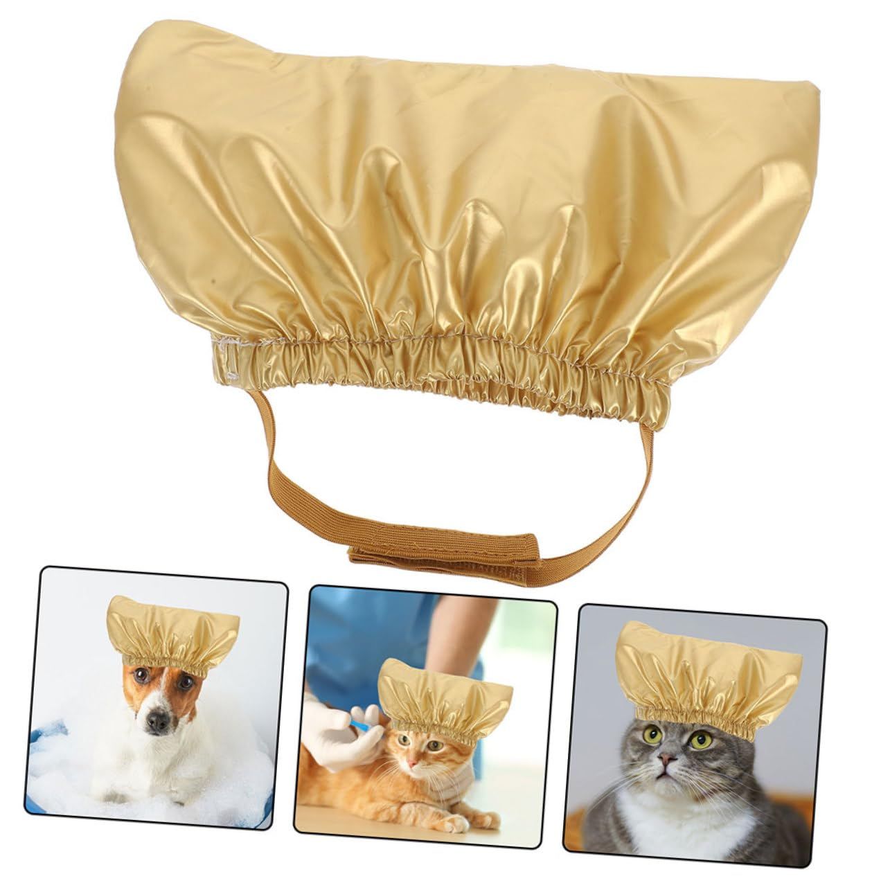 2Pcs Adjustable Pet Shower Caps Bath Ear Protector for Cats and Dogs Reusable Headgear for Grooming Comfortable Lightweight Design Ear Protection(golden) - Image 4