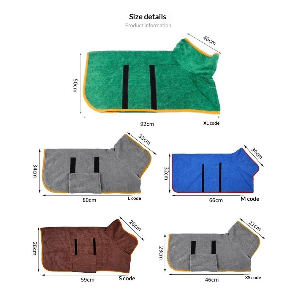 Dog Drying Coat - Fast Drying Dog Towel Robe - Microfiber Super Absorbent Pet Bathrobe, Adjustable Collar & Belly Strap Pet Coat Pet Bath Robe Towel  Dark Green S - Image 5