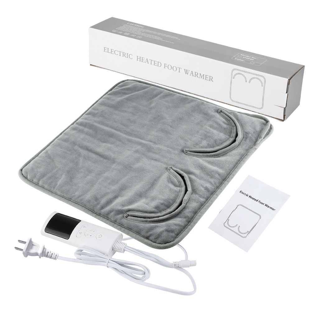 Electric Heated Foot Warmer for Men and Women, Feet Heating Pads Electric Feet Warmer with LCD Display & 9 Temperature Setting, Heated Foot Warmers for Under Desk, Office,Home (Grey) - Image 2