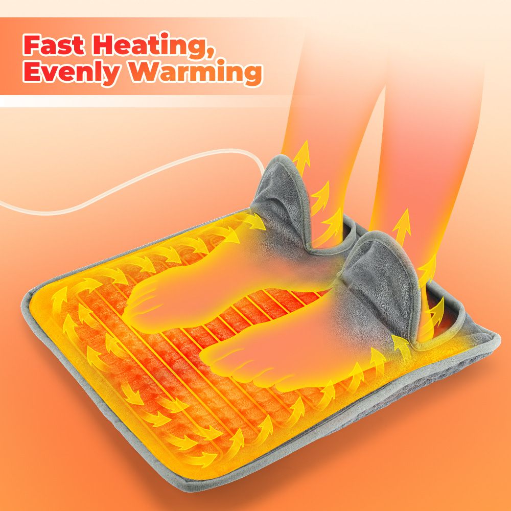 Electric Heated Foot Warmer for Men and Women, Feet Heating Pads Electric Feet Warmer with LCD Display & 9 Temperature Setting, Heated Foot Warmers for Under Desk, Office,Home (Grey) - Image 3