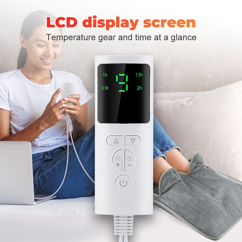 Electric Heated Foot Warmer for Men and Women, Feet Heating Pads Electric Feet Warmer with LCD Display & 9 Temperature Setting, Heated Foot Warmers for Under Desk, Office,Home (Grey) - Image 4