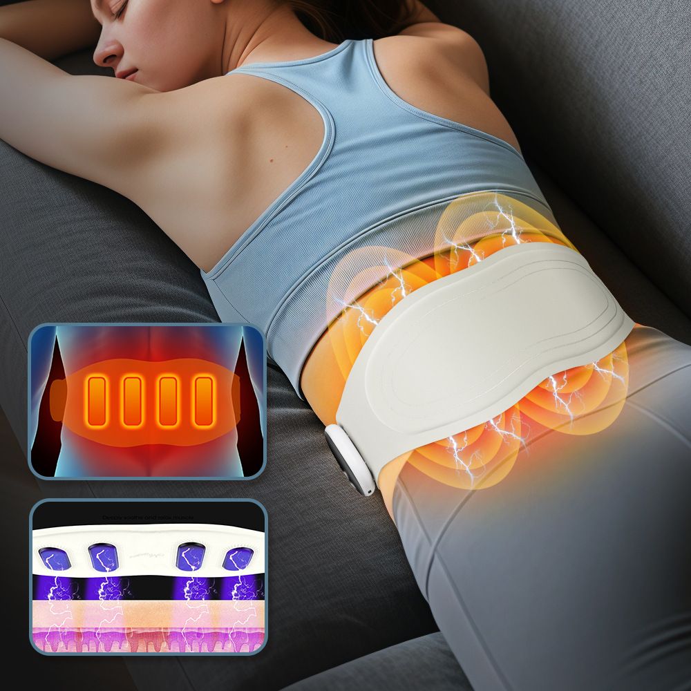 Heating Pad for Back Pain Relief: Portable Cordless Heat Pad with Massager for Period Cramps, 1200mAh Large Battery, Christmas Gift for Women Men - Image 4
