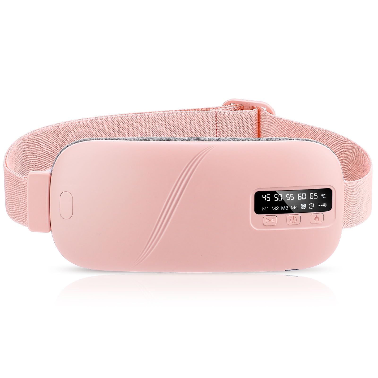 Portable Cordless Heating Pad for Cramps, 5 Heat Levels and 4 Massage Modes, A Temp Control, Belly and Back Heating Pad, Gifts for Women and Girls (Pink) - Image 1