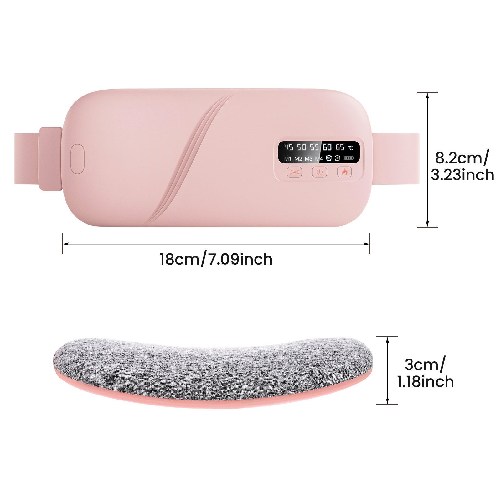 Portable Cordless Heating Pad for Cramps, 5 Heat Levels and 4 Massage Modes, A Temp Control, Belly and Back Heating Pad, Gifts for Women and Girls (Pink) - Image 5