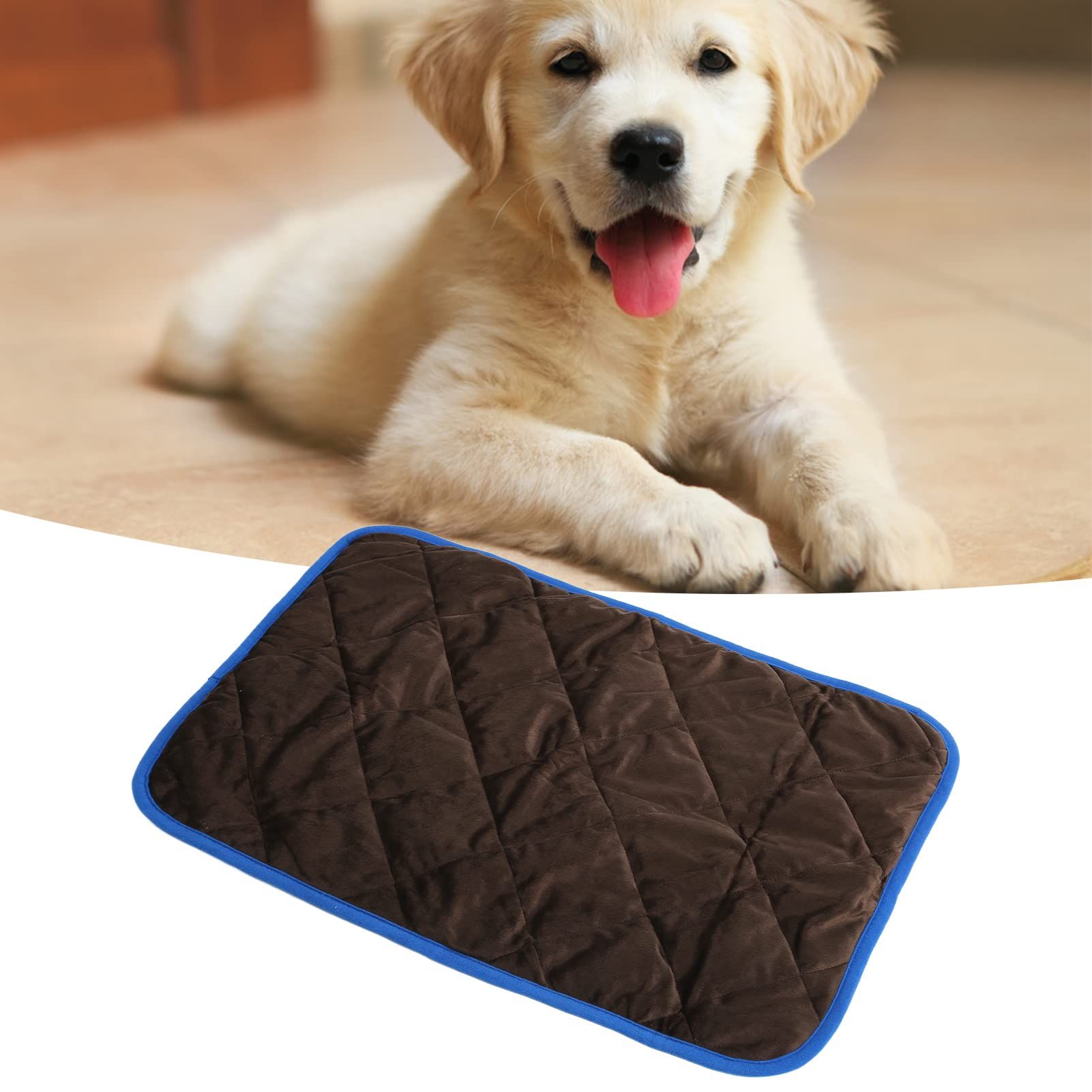 Dog Crate Mat – Waterproof, Non-Slip, Machine Washable Crate Mat – Soft, Durable Kennel Mat for Dogs – Pet Bed for Crates, Travel or Home Use - Coffee color (blue edgingS:40*50CM) - Image 2