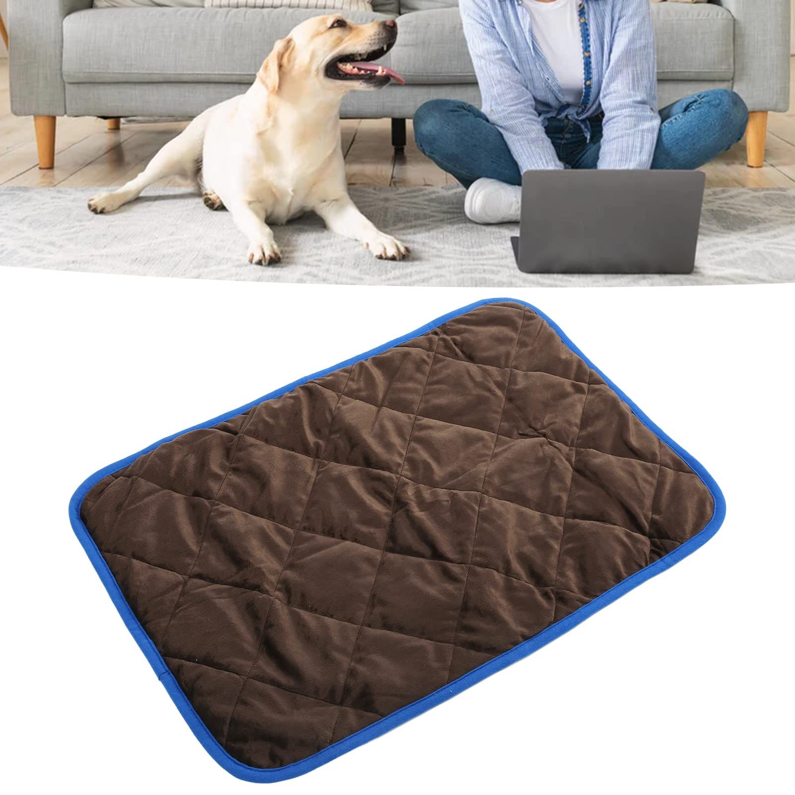 Dog Crate Mat – Waterproof, Non-Slip, Machine Washable Crate Mat – Soft, Durable Kennel Mat for Dogs – Pet Bed for Crates, Travel or Home Use - Coffee color (blue edgingS:40*50CM) - Image 3