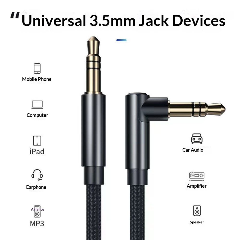 Instrument Cable 10 feet 2-Pack, Straight-to-Right Angle 3.5mm Male Stereo Audio Cord, Balanced Interconnect Line for Electric Guitar, Bass, Keyboard, Mixer, Amplifier, Speaker - Image 1