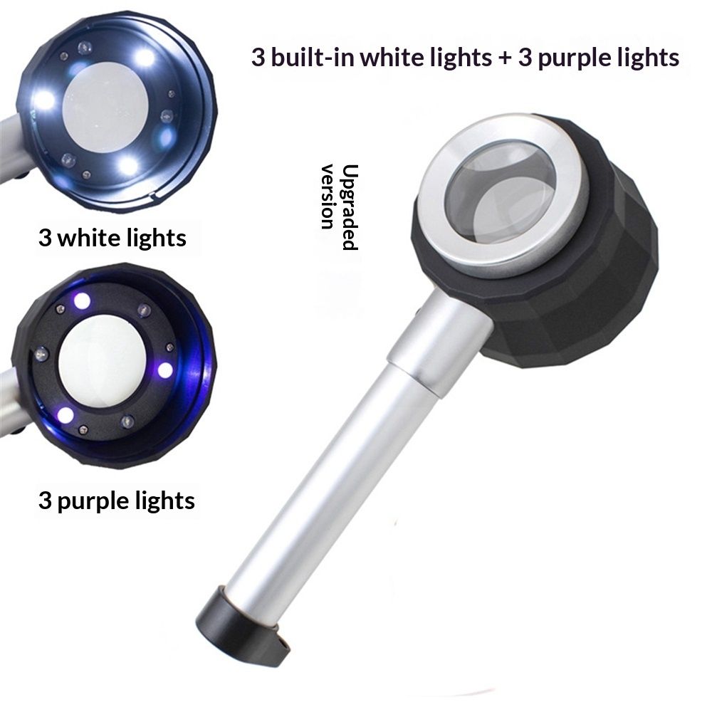 45X Handheld Magnifier with 6 Light, Jeweler Loupes Lighted Magnifying Glass-for Seniors Reading Coins Crafts Jewelry Hobbies - Image 2