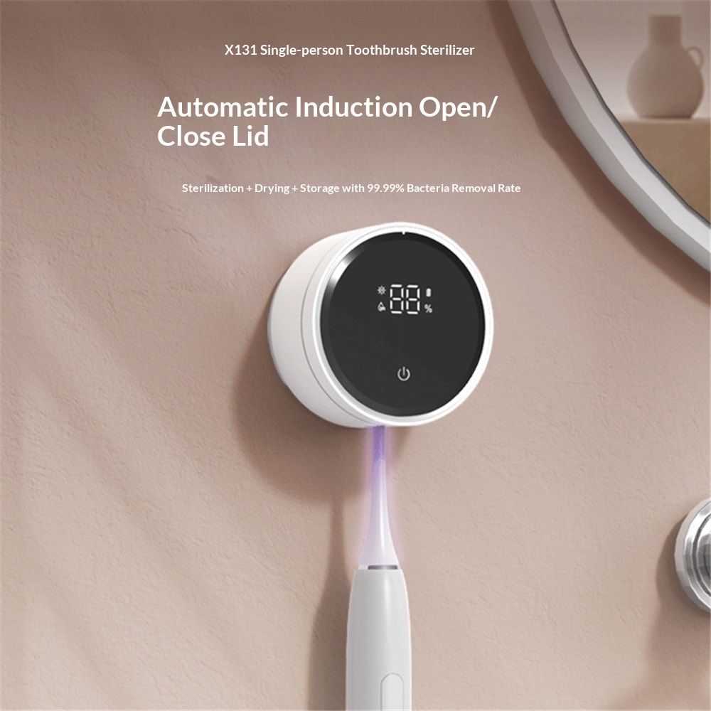 Wall Mounted Toothbrush Holder & Toothbrush Cleaner,Electric Toothbrush Holder, Razor Holder and Cleaner for Bathroom Accessory, with Auto Inductive Open/Close Cover, Clean, Dry for Home, Travel - Image 2