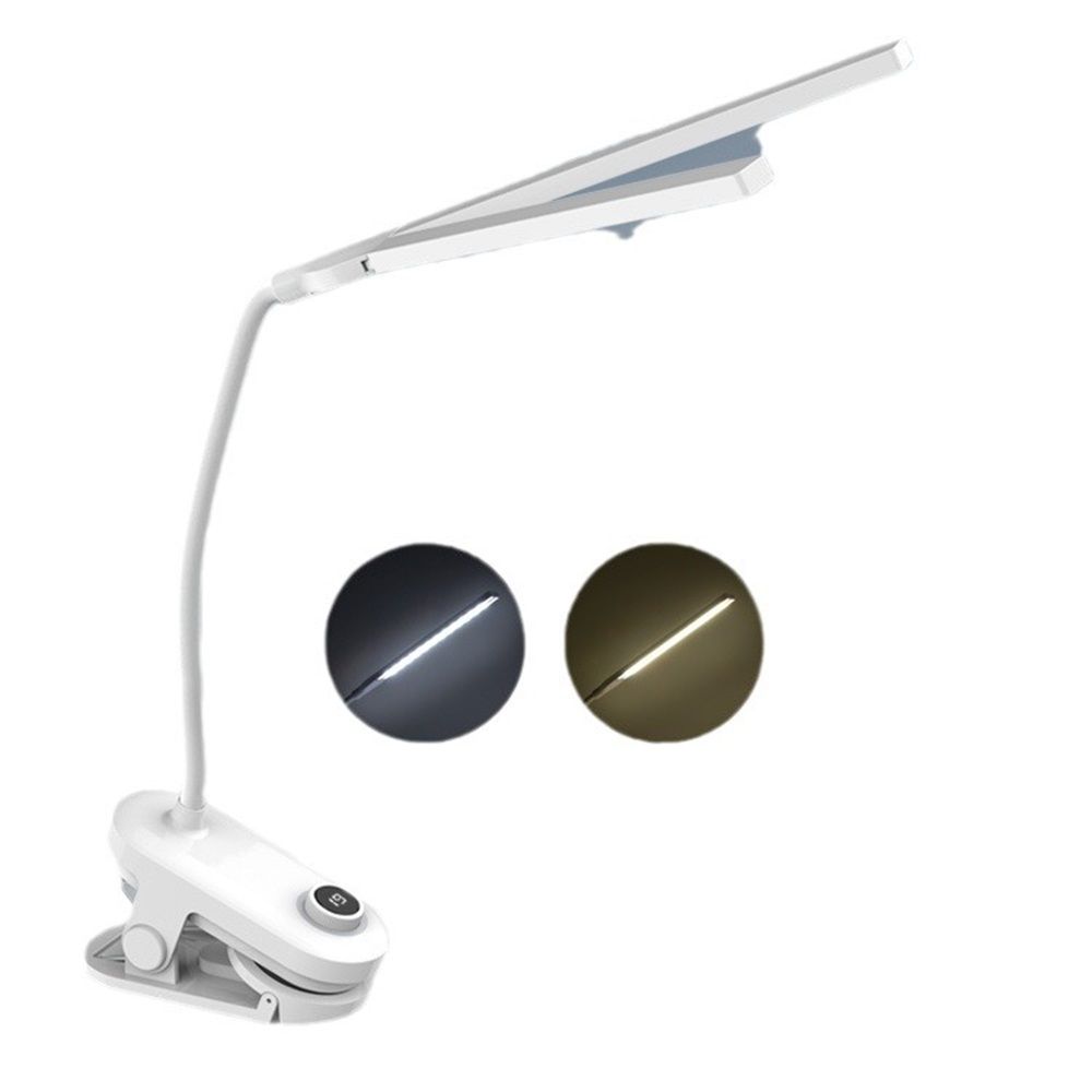 Dual Head LED Desk Lamp with Clamp, Eye-Caring Clip on Lights for Home Office, 4000mAh Rechargeable Battery Operated Table Lamps,3 Lighting Modes & Brightness Dimmer Light for Kids Students - Image 1