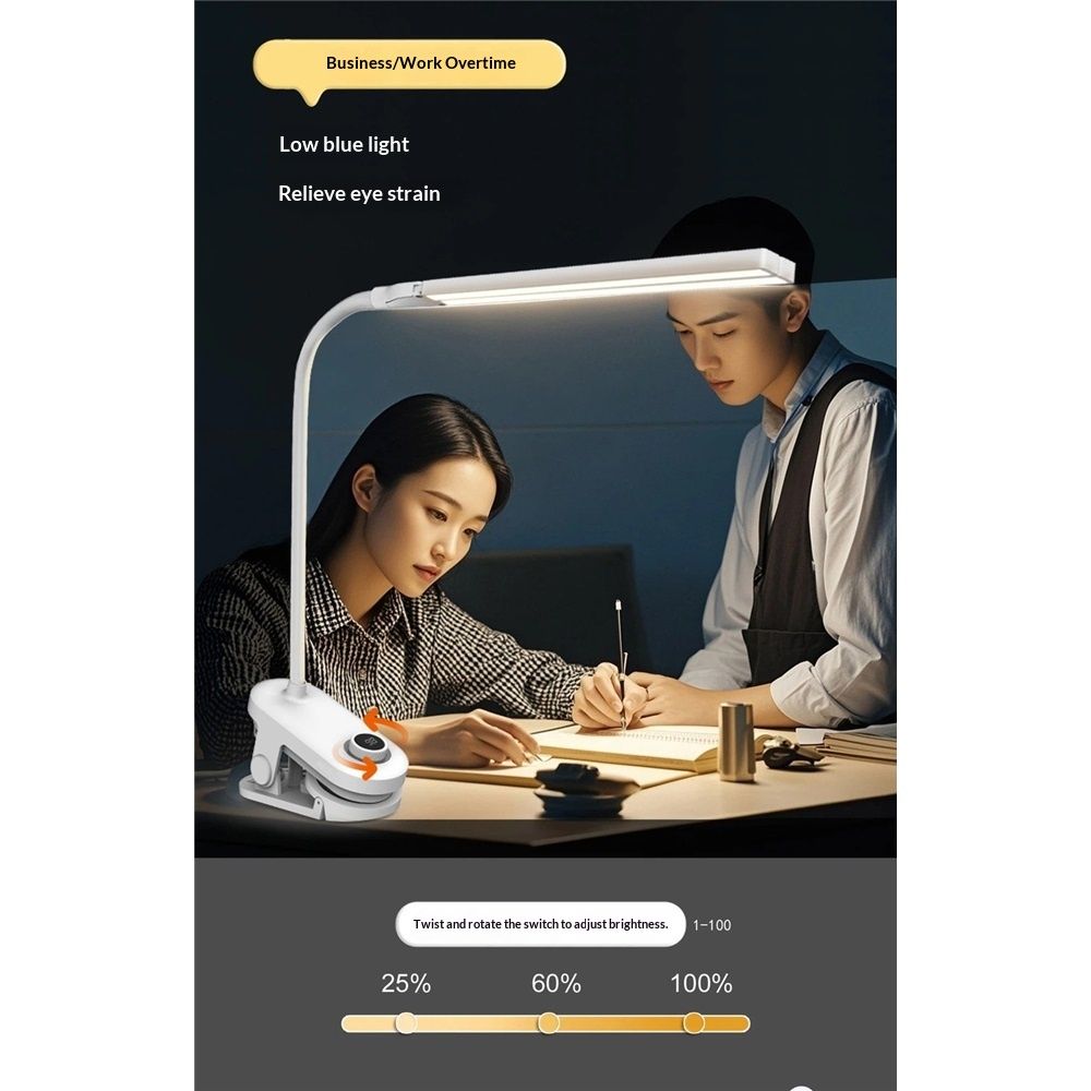 Dual Head LED Desk Lamp with Clamp, Eye-Caring Clip on Lights for Home Office, 4000mAh Rechargeable Battery Operated Table Lamps,3 Lighting Modes & Brightness Dimmer Light for Kids Students - Image 5