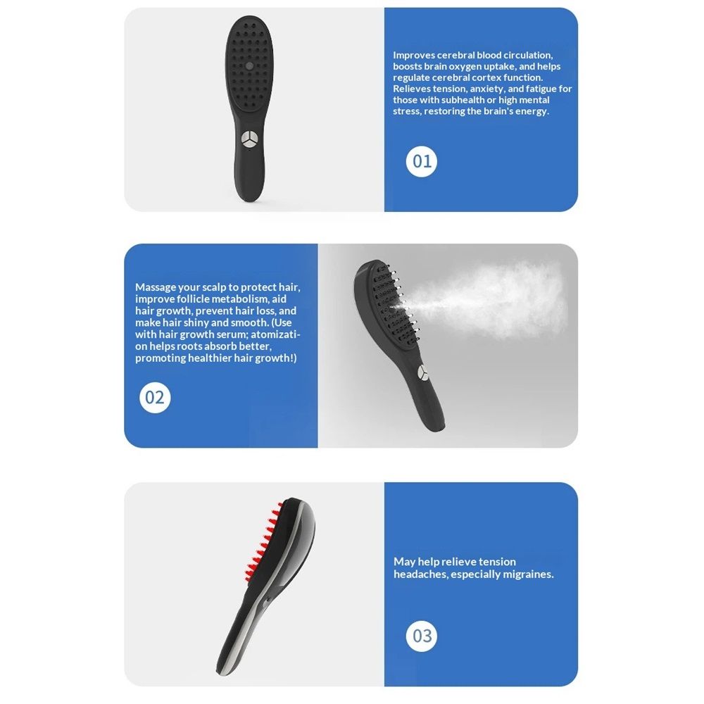 Electric Scalp Massage Brush, Scalp Massager, Hair Massager Comb with Soft Rubber, Atomization Massagers Gifts Applicator Comb - Image 3