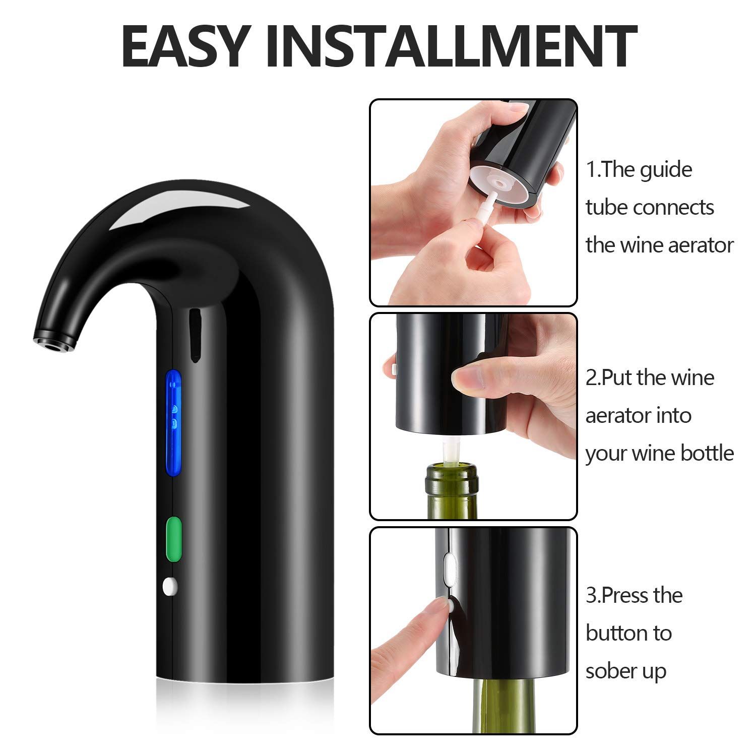 Electric Wine Decanter Best Sellers One Touch Red -White Wine Accessories Aeration Work with Wine Opener for Beginner Enthusiast - Spout Pourer - wine preserver - Image 3