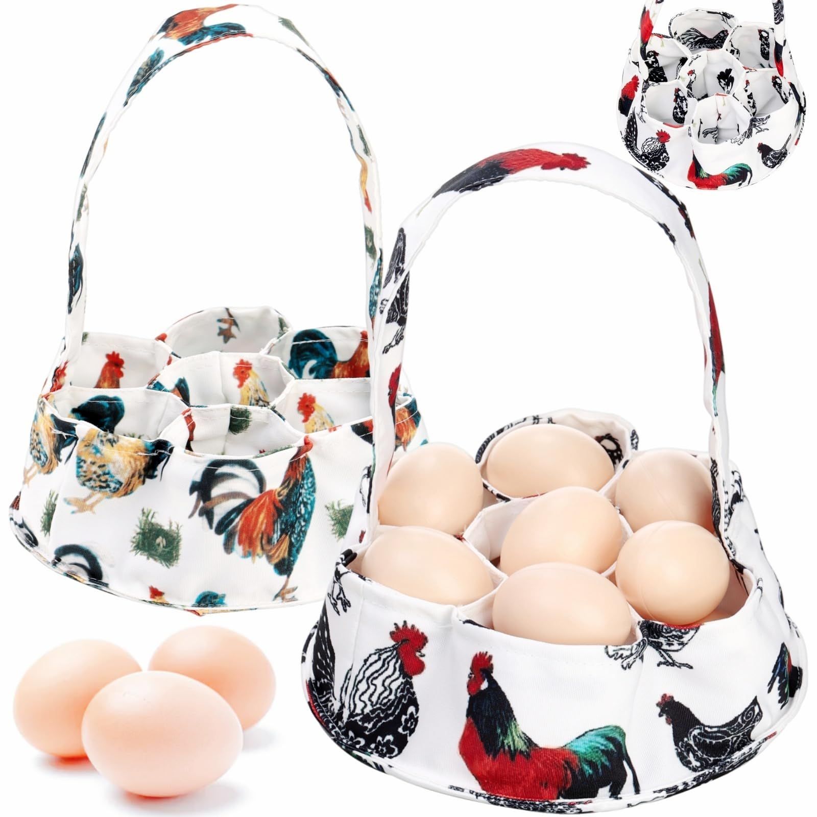 2 egg collection bags, 7 mini canvas egg collection baskets, egg collection for chickens, hens, ducks, geese, housewives, garden transportation and storage (grass nest chicken) - Image 1