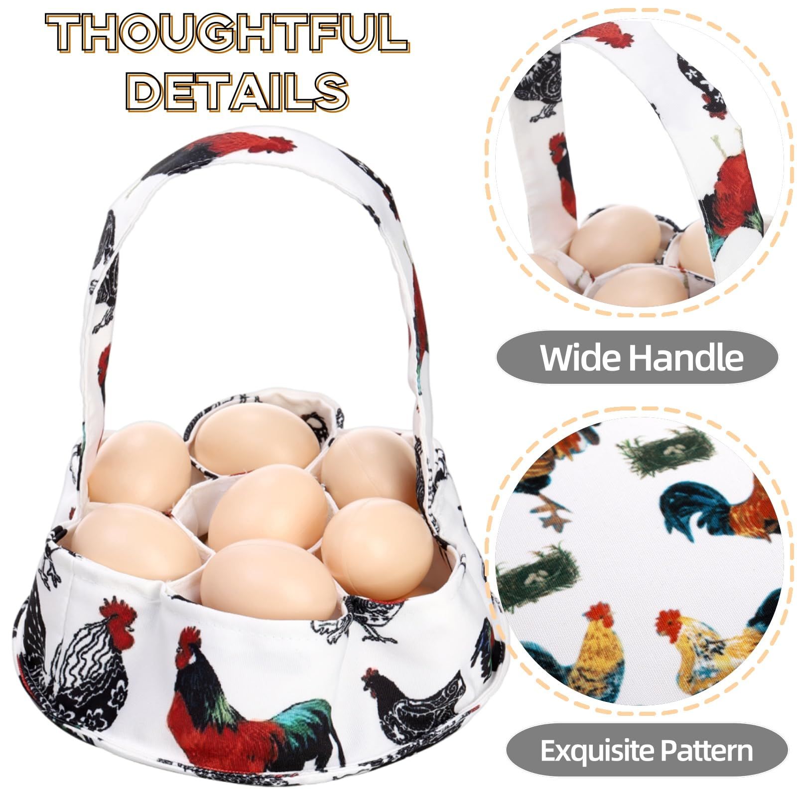2 egg collection bags, 7 mini canvas egg collection baskets, egg collection for chickens, hens, ducks, geese, housewives, garden transportation and storage (grass nest chicken) - Image 4