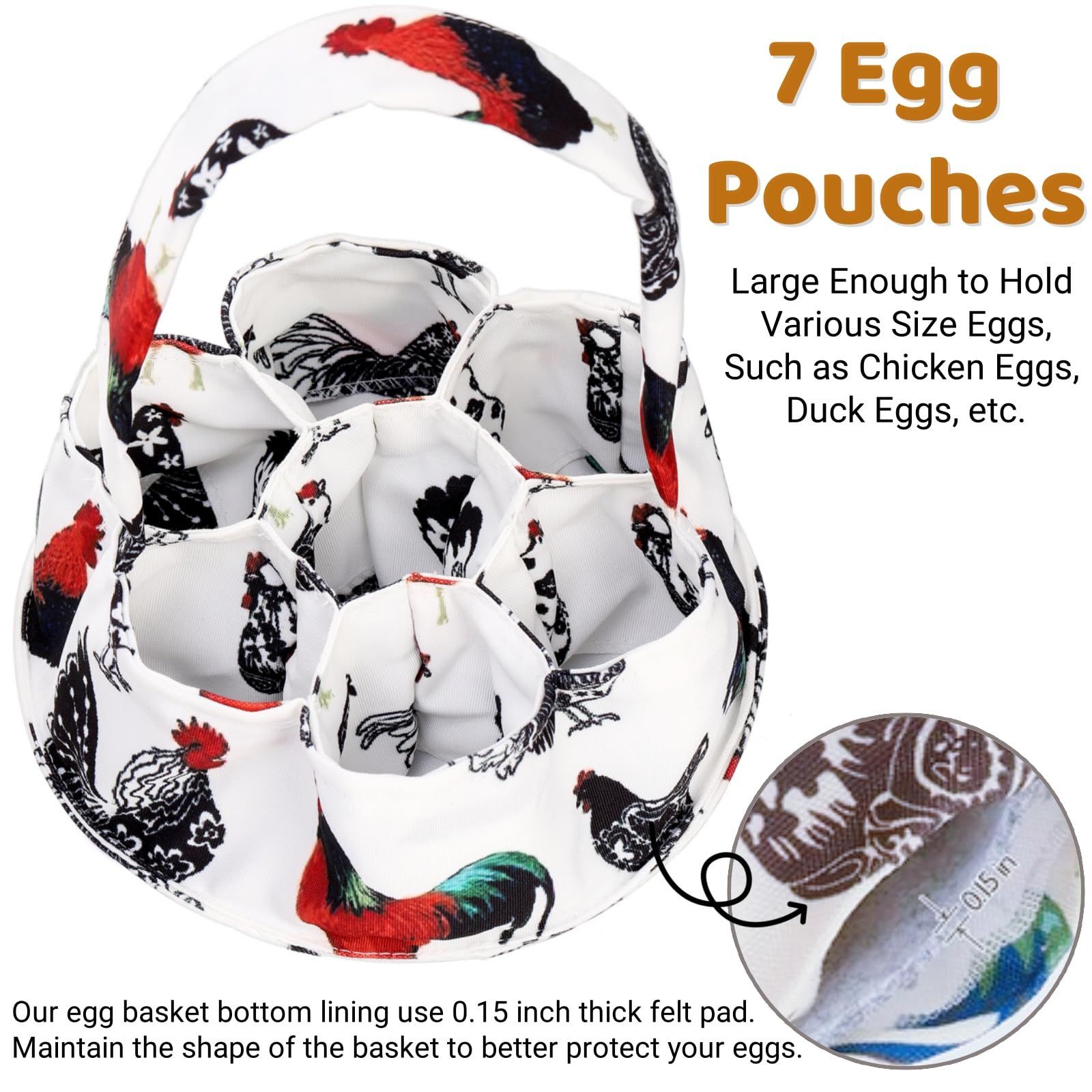 2 egg collection bags, 7 mini canvas egg collection baskets, egg collection for chickens, hens, ducks, geese, housewives, garden transportation and storage (grass nest chicken) - Image 5