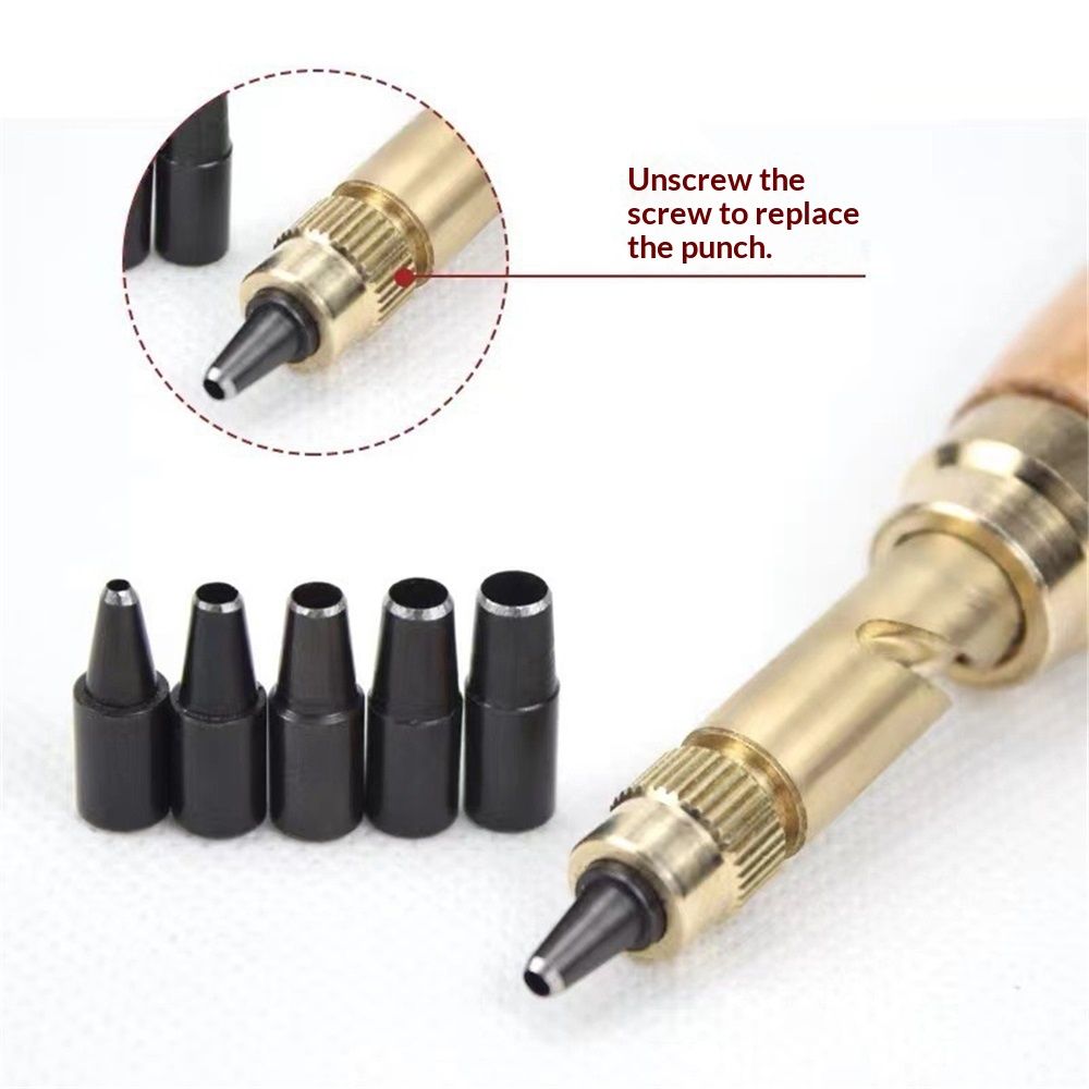 2pcs Adjustable Screw Hole Punch Auto Leather Tool Bookbinding Drill Tool,Paper Punch,Craft Punches, 6 Tips Sizes 1.5mm 2mm 2.5mm 3mm 3.5m 4mm - Image 2