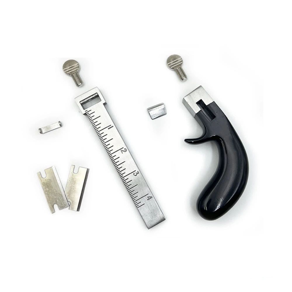 Leather cutting tool, aluminum handle leather strip cutting machine, stainless steel specification leather strip cutting tool+two blades, with DIY leather craft accessories - Image 1