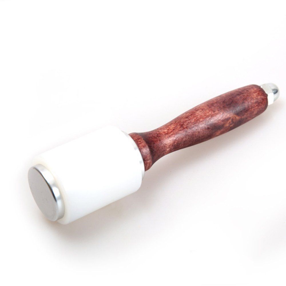 Wooden Handle Nylon Hammer, Leathercraft Carving Nylon Hammer For Stamping Sew Leather Cowhide Tool Kit（Straight leather carving hammer） - Image 1