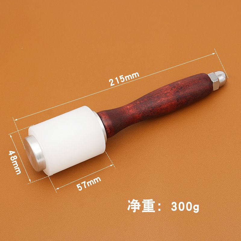 Wooden Handle Nylon Hammer, Leathercraft Carving Nylon Hammer For Stamping Sew Leather Cowhide Tool Kit（Straight leather carving hammer） - Image 5