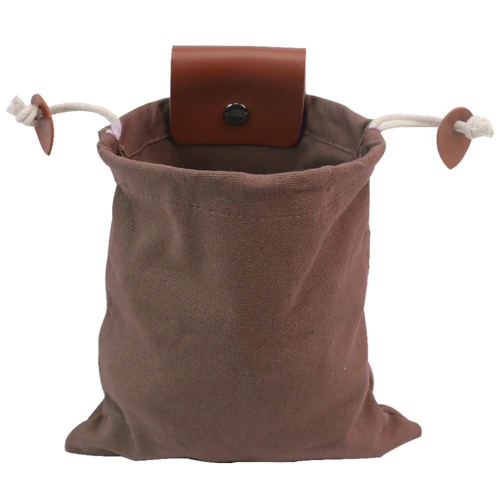 Canvas Collapsible Outdoor Camping Foraging Pouch Mushroom Storage Water Resistant Leather Bushcraft Belt Tinder Dump Pouchs Brown for Travel Camping Hiking Bag Only (Brown) - Image 1