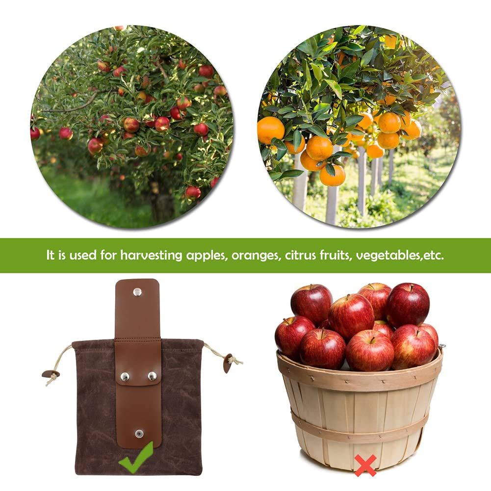Canvas Collapsible Outdoor Camping Foraging Pouch Mushroom Storage Water Resistant Leather Bushcraft Belt Tinder Dump Pouchs Brown for Travel Camping Hiking Bag Only (Brown) - Image 4