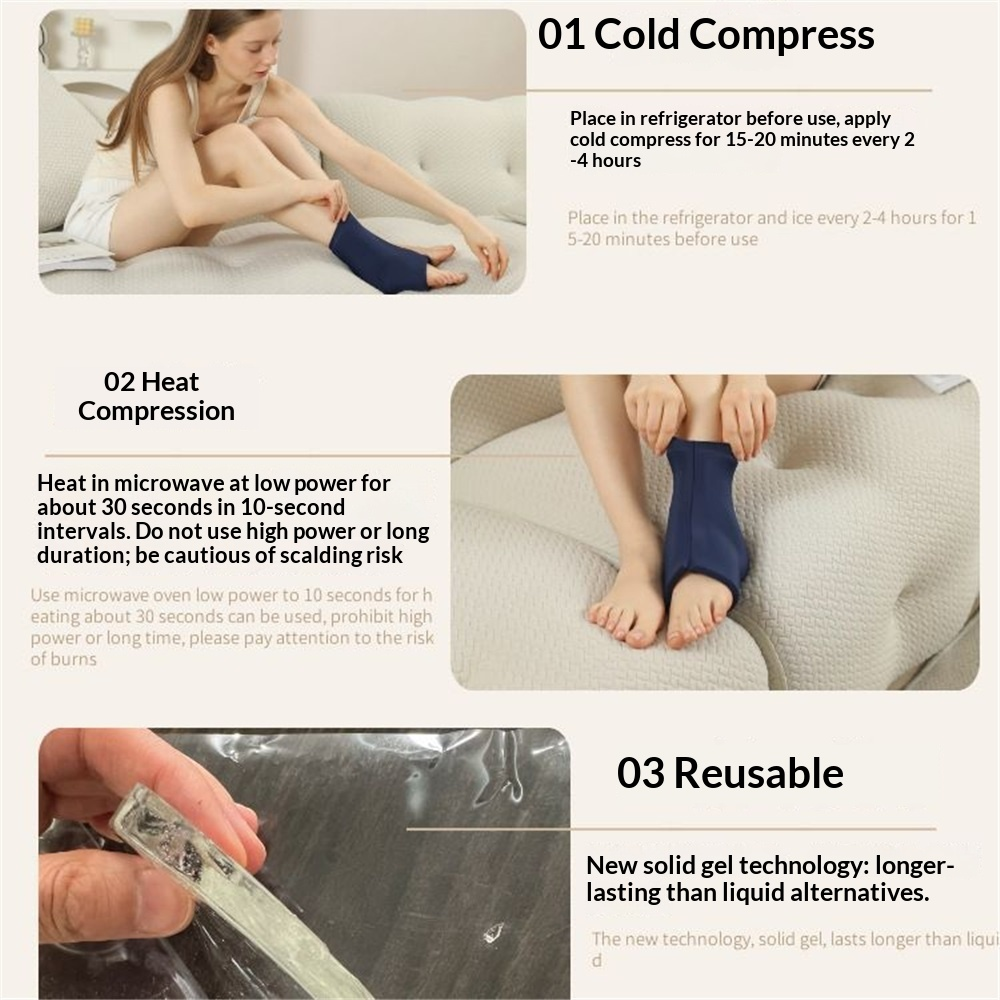 Ankle Ice Pack to Wrap Swelling Reusable Hot and Cold Therapy Ankle Ice Pack for Relief of Ankle Sprains Achilles Tendonitis and Foot Inflammation 1 Pcs black - Image 3