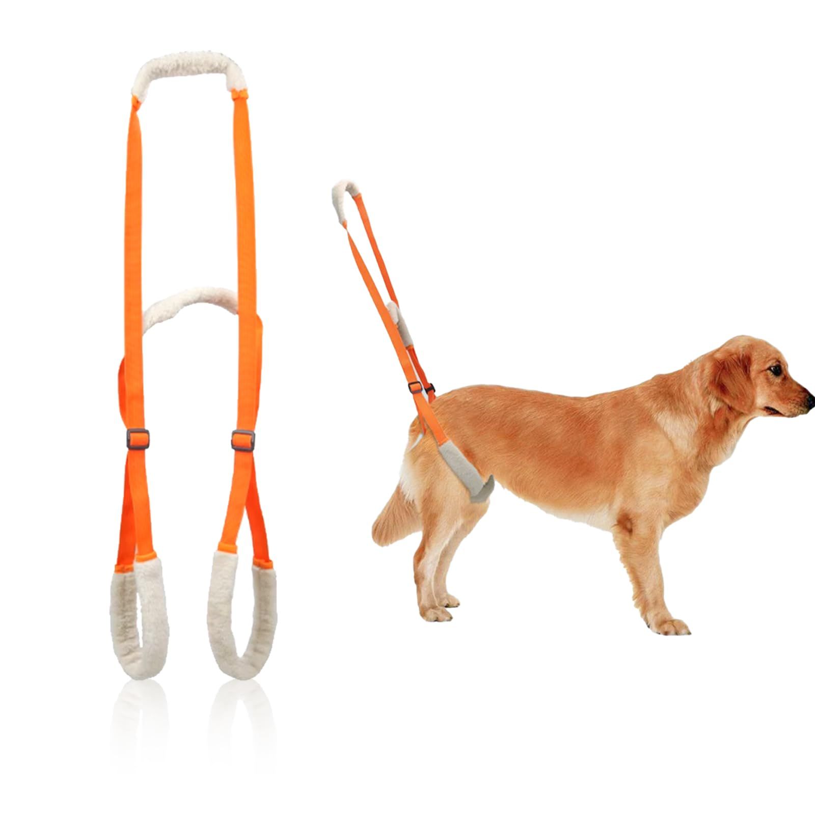 2 Pcs Dog Support Harness for Back Legs Dog Rear Lifting Sling Aid with Handle and Shoulder Strap Hind Leg Support for Pet Mobility Helps Puppy with Poor Stability Joint Injuries(Orange) - Image 2