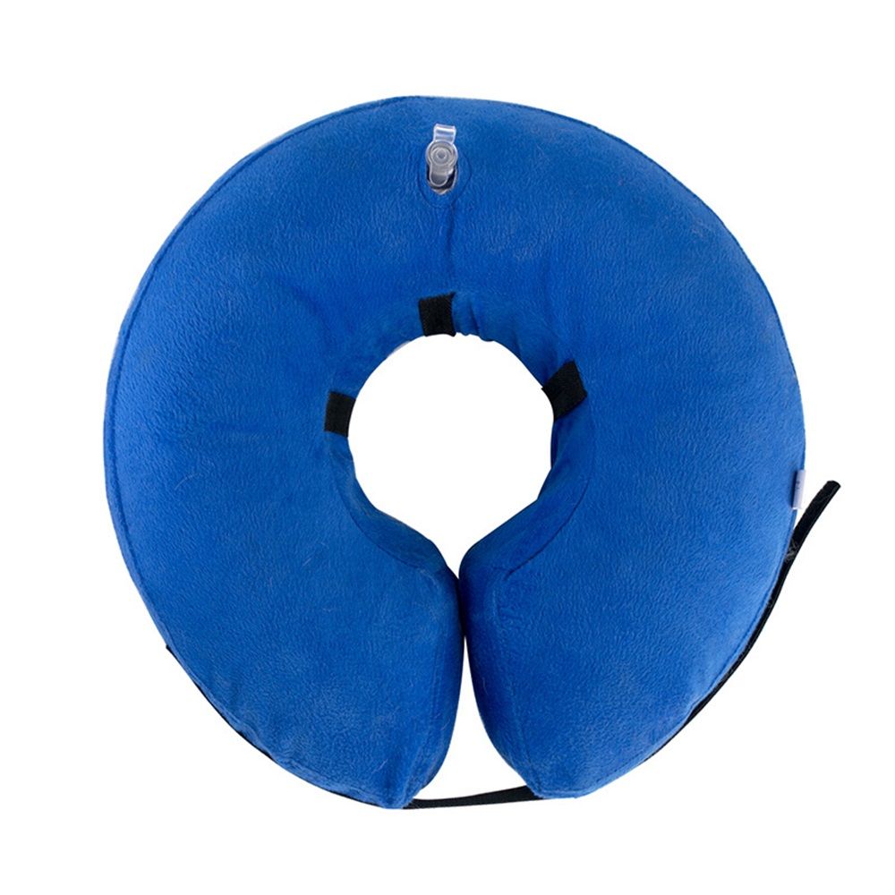 Inflatable Dog Cone Collar Alternative, Soft Dog Cone for Small Medium Large Dogs and Cats, Neck Recovery Donut Collar After Surgery (M, Blue) - Image 1