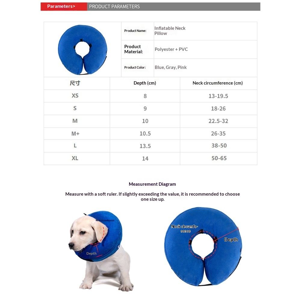 Inflatable Dog Cone Collar Alternative, Soft Dog Cone for Small Medium Large Dogs and Cats, Neck Recovery Donut Collar After Surgery (M, Blue) - Image 5