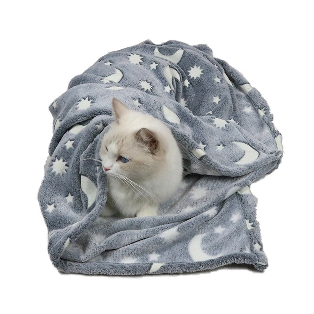 Pet luminous blanket, dog bath towel, nest pad, luminous coral fleece cover blanket, machine washable sleeping pad, winter warm cushion（S 60*40cm grey） - Image 2