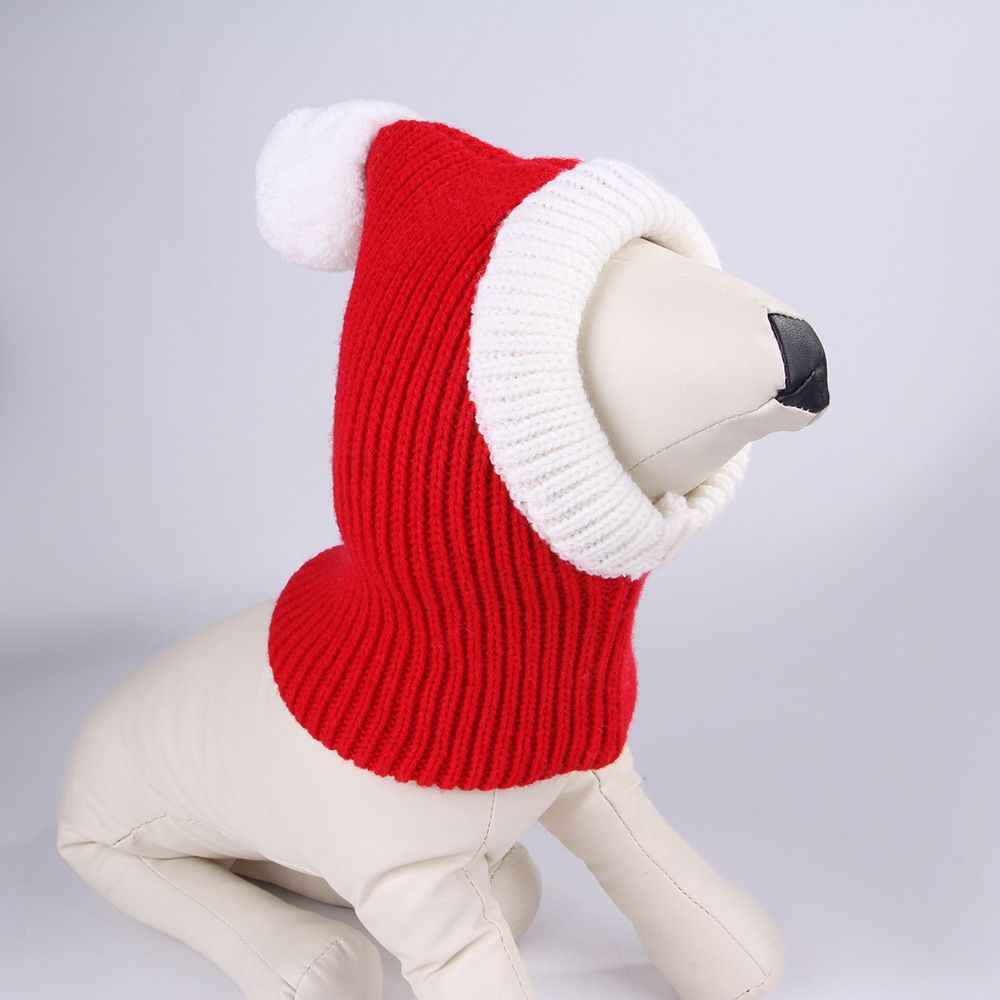 Christmas Dog Hat Costume for Large Medium Dog Warm Winter Dog Hat Neck Ear Warmer Headband Protector for Golden Retriever Labrador (M  red) - Image 2
