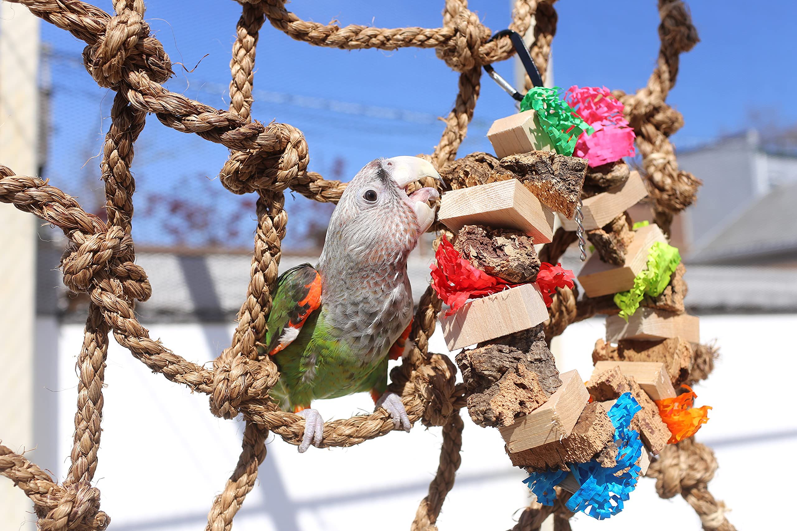 1PCS Parrots Climbing Net, Medium Large Size Parrots Hemp Rope Hanging Swing Bird Game Cage Toy Accessories  M 40*40cm - Image 5