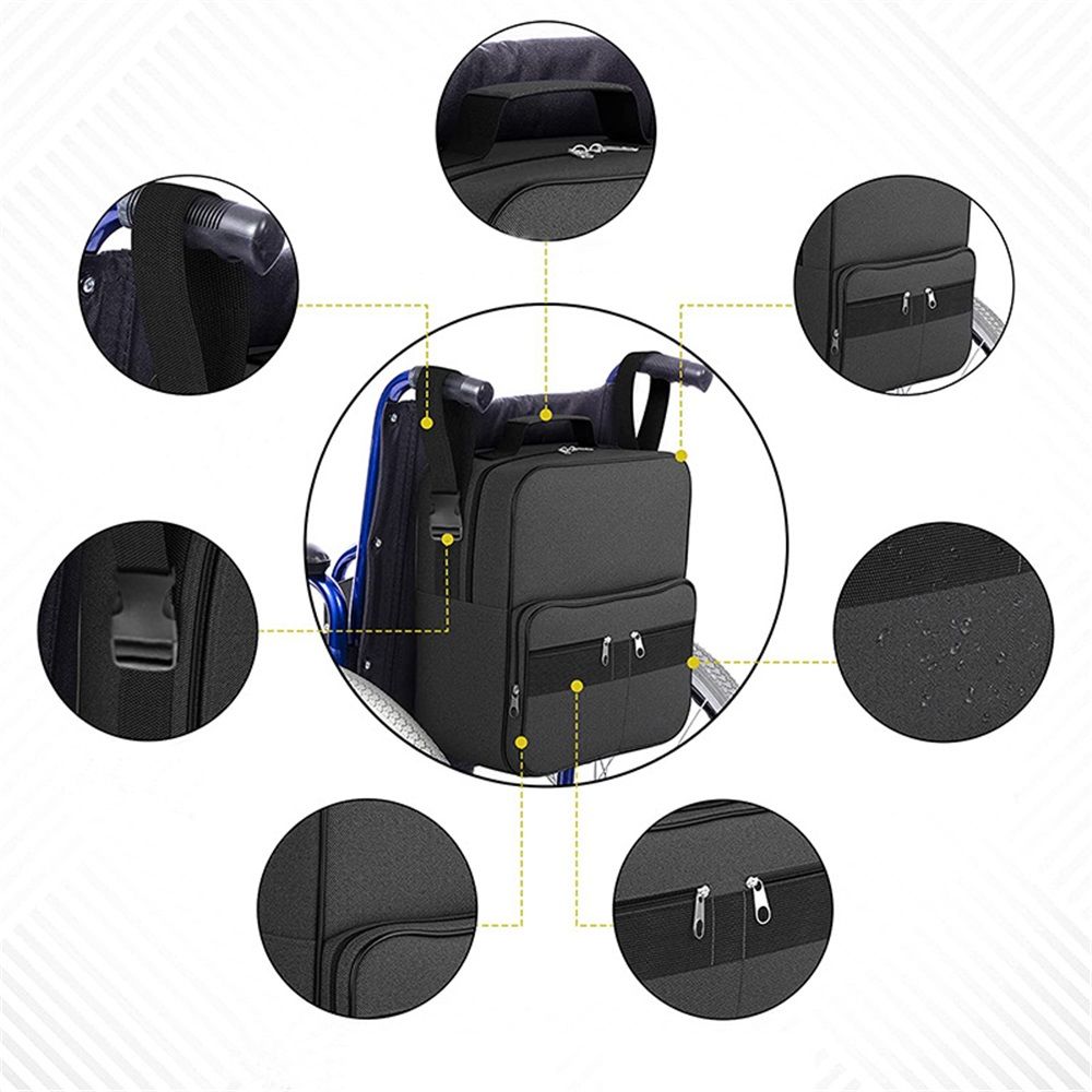 Wheelchair Bags, Wheelchair Bags to Hang on Back, Electric Wheel Chair Accessories, Large Storage Bag for Walker Rollator（black35*19*30cm） - Image 4