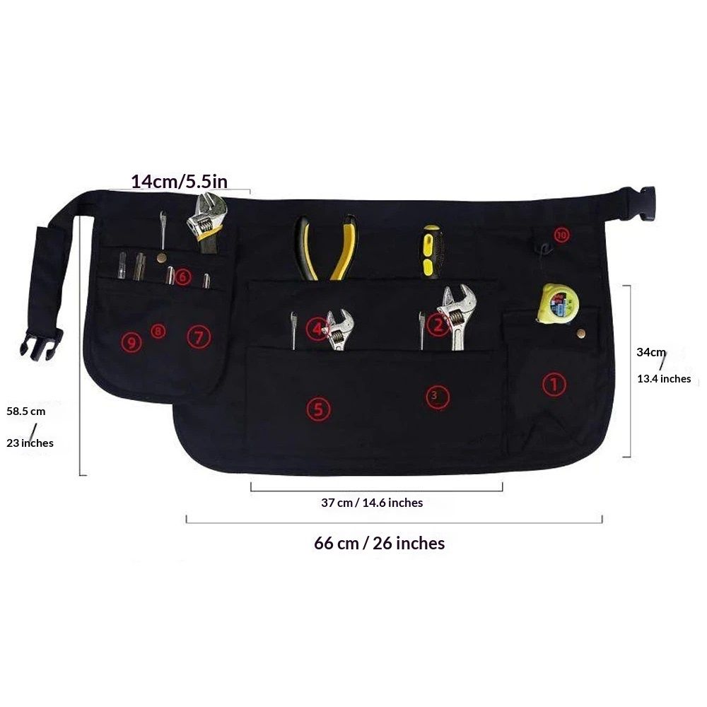 Tool Apron Half Canvas Apron With Muti-Pockets for Home Garden Painting Crafting Woodworking black（Only apron） - Image 5