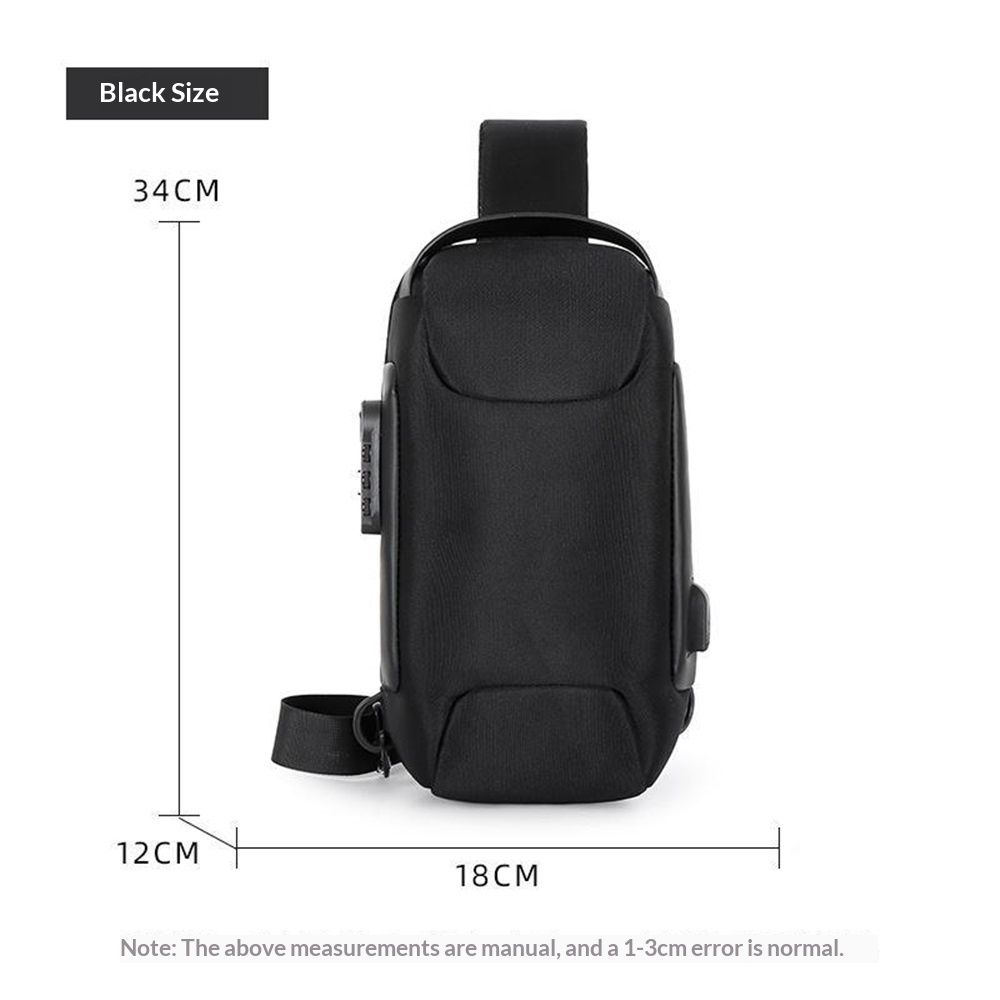 Oxford Sling Bag Backpack Crossbody Chest Pack for Men Women Travel Outdoor Sports Tactical Walking Hiking Climbing Anti-Theft Lockable Shoulder Daypack Black - Image 5