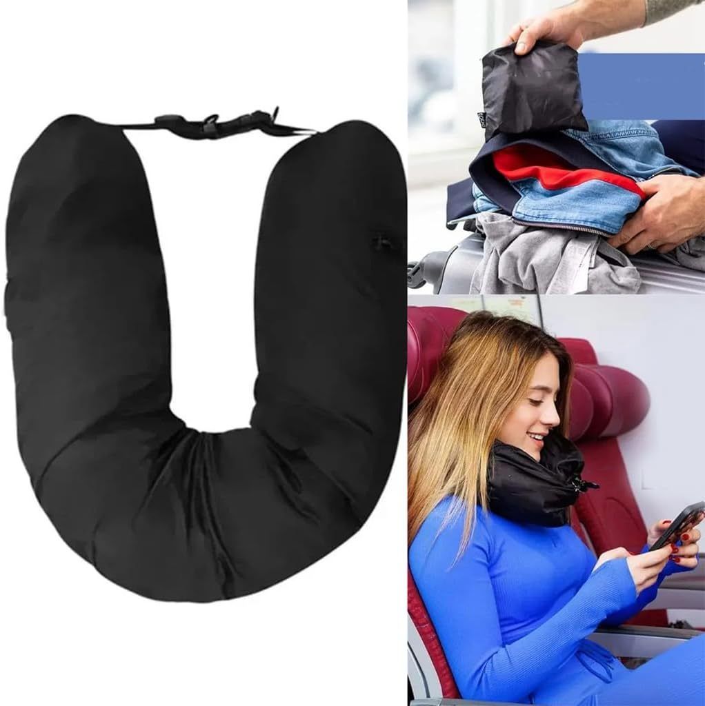 Stuffable Neck Pillow Travel Storage Bag for Airplanes with Clothes,Fits 3+ Days of Travel Essentials, No Filler (Black) - Image 3