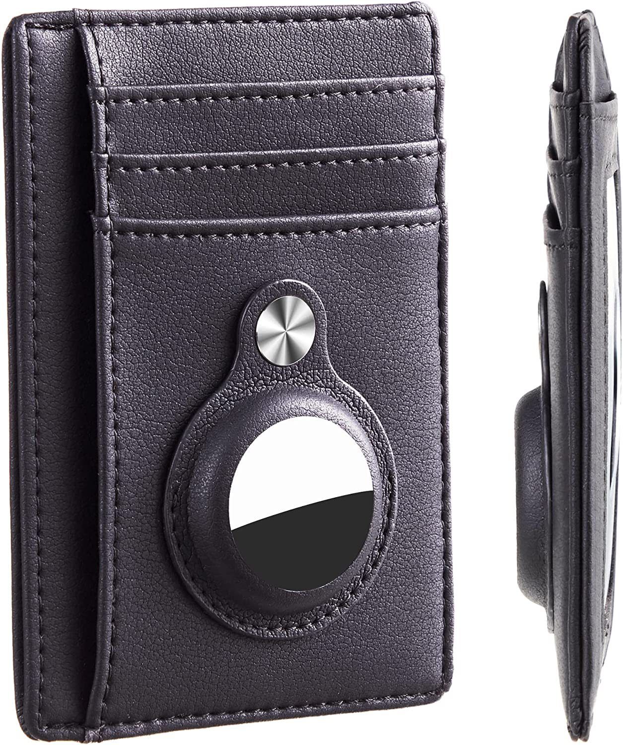 Slim Minimalist Front Pocket Air Tag Wallet, RFID Blocking Card Holder Wallet with Airtag Holder Anti theft card swiping bag (Small lychee pattern) - Image 1