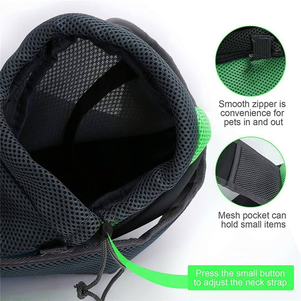 Pet Sling Carrier for Small Dogs & Cats – Hands-Free Puppy Carrier with Safety Hook, Large Zipper Pocket, Soft Breathable Mesh, Adjustable Strap & Reflective Strip (green small size) - Image 4