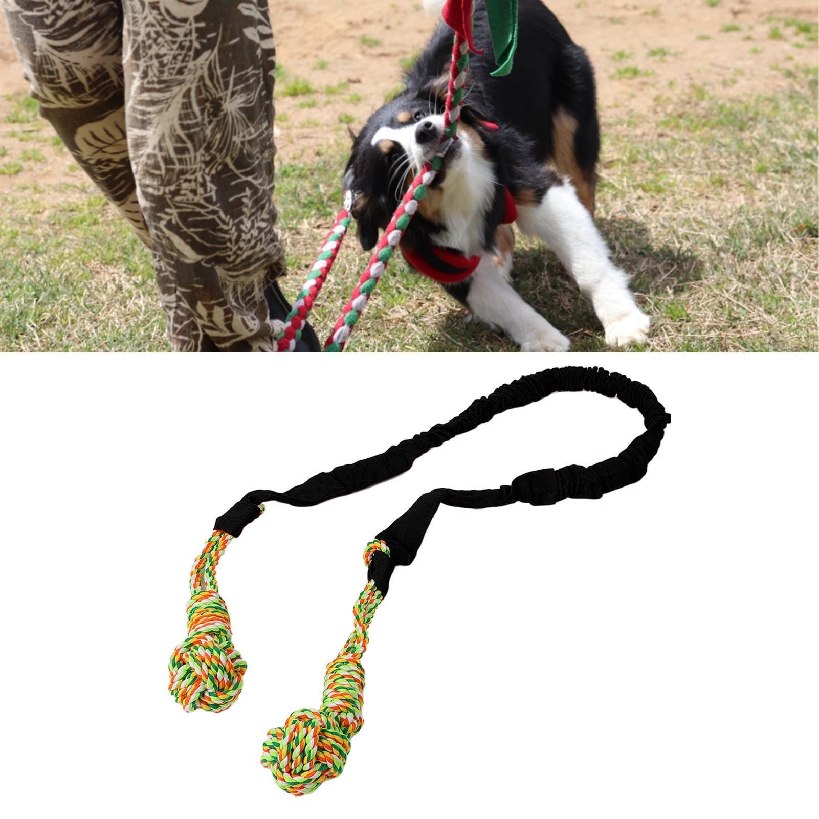 Tug of War Dog Toy for Pitbull Medium to Large Dogs, Indoor Outdoor Use Bungee Hanging Exercise Ropes Muscle Builder Interactive Toys black (Door Hanging Style) - Image 3