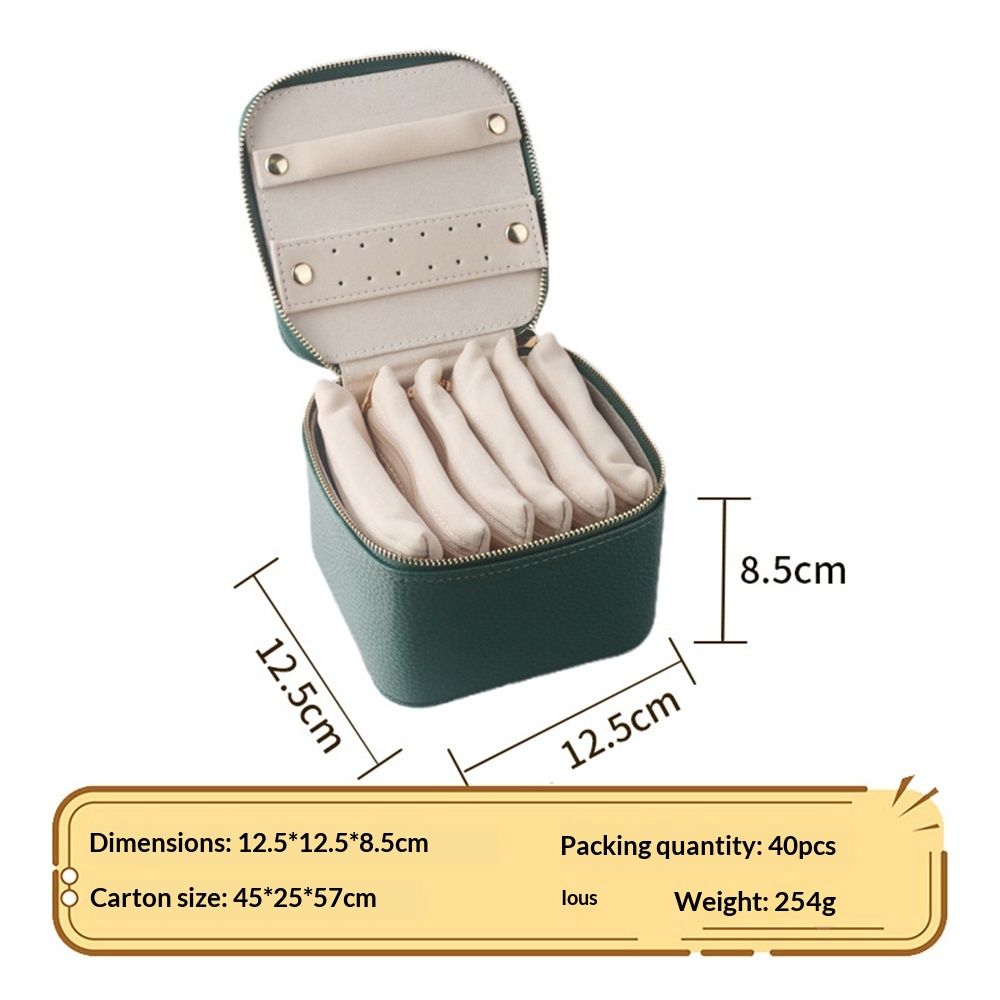 Travel Jewelry Organizer, Jewelry Travle Case with 6 Velvet Jewelry Bags, Portable Travel Jewelry Storage Box, Valentines Gifts for Women (Green) - Image 1