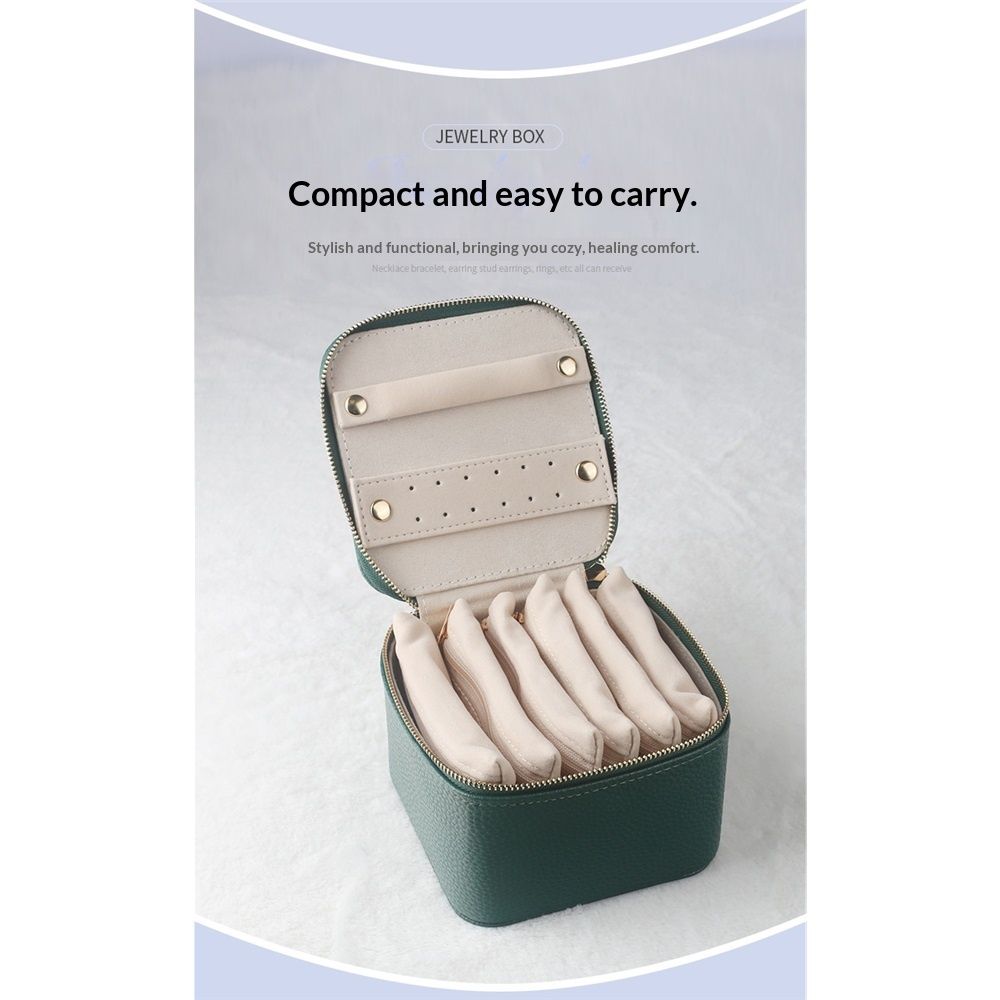 Travel Jewelry Organizer, Jewelry Travle Case with 6 Velvet Jewelry Bags, Portable Travel Jewelry Storage Box, Valentines Gifts for Women (Green) - Image 4