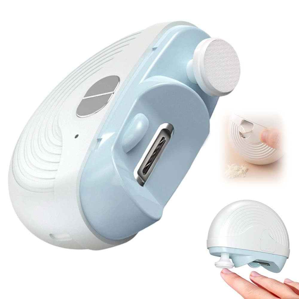 Electric Smart Nail Clippers for Adults Seniors, 3 Speeds Strong Power Automatic Nails Trimmer with Polisher, Light, Clip Storage, Rechargeable Toenail Clippers for Thick Toenails(White) - Image 1
